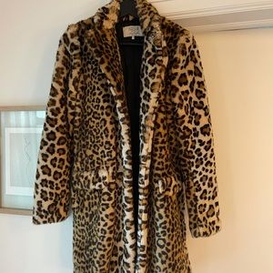 Zara Leopard Print Faux Fur Coat
